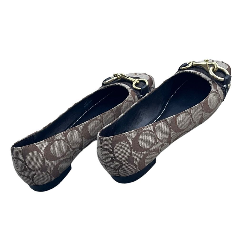 Brown Coach Logo Round Toe Ballet Flat w/Gold Fittings Like New Size 6B - Picture 10 of 12